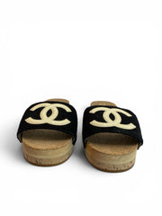 Chanel Black Tweed & Cork Platform Mules – Size 40 (With Box)