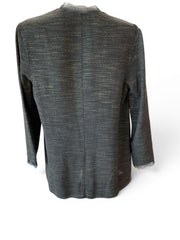 Chanel Grey and Black Metallic Trim Open Front Blazer - Size 40