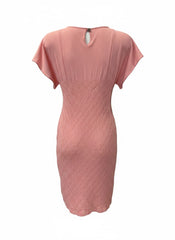 Chanel Pink Knit Dress with Diamond Texture – Size 40