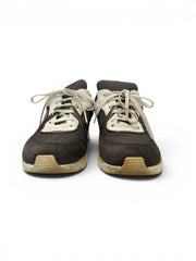 Chanel Grey Monochrome Canvas Suede CC Logo Lace-Up Trainers - Size 40