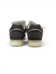 Chanel Grey Monochrome Canvas Suede CC Logo Lace-Up Trainers - Size 40