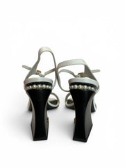 Chanel White Leather Sandals with Pearl Heel – Size 40.5 (With Box)