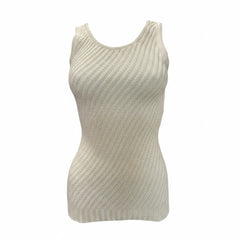 Chanel White Knit Sleeveless Top - Size 38