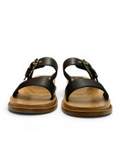 Chanel Black Leather Wood Platform Sandals - Size 39 - Brand New