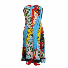 Christian Lacroix Strapless Multicolor Printed Silk Dress - EU 40