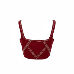 Emporio Sirenuse Red Embroidered Crop Top - Size 40