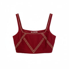 Emporio Sirenuse Red Embroidered Crop Top - Size 40
