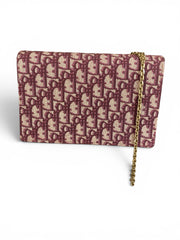 Christian Dior Oblique Saddle Chain Bag Burgundy Jacquard