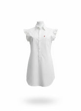 Dsquared2 White Cotton Poplin Ruffle Sleeve Shirt “I ❤️ D2” Embroidered – Size 40 | Statement Designer Summer Top