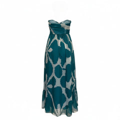 Diane von Furstenberg Lipari Teal Printed Silk Chiffon Gown - US 4