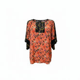 Etro Floral Silk Blouse Coral Black, Bohemian Luxury Top - Μέγεθος 42