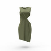 Max Azria Olive Green Asymmetric Cut-Out Dress – Size S