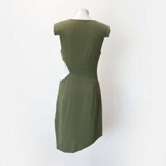 Max Azria Olive Green Asymmetric Cut-Out Dress – Size S