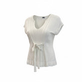 Missoni White Textured Knit Tie Waist Top - IT 46