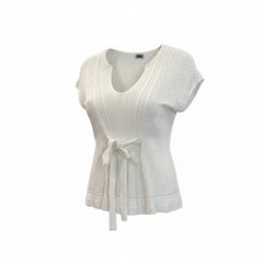 Missoni White Textured Knit Tie Waist Top - IT 46