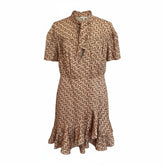 Sandro Chain Print Asymmetric Dress Beige Size 40