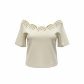 Altuzarra Melly Scalloped Crêpe Top & Midi Skirt Set Cream - Size XL New With Tags