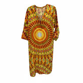 Valentino Garavani Multicolor Sun Print Silk Blend Dress V-Neck - Size 44