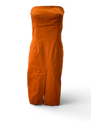 Valentino Garavani Strapless Structured Midi Dress in Brick – Size 42