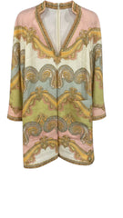 Minivestido Zimmermann de lino con estampado de cachemir en rosa y amarillo - Talla 0