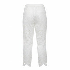 Pantalones Zimmermann blancos de broderie inglesa, bordado de encaje - Talla 0