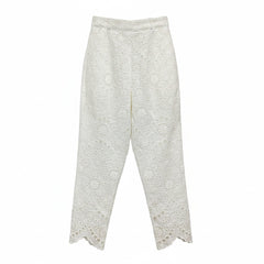 Pantalones Zimmermann blancos de broderie inglesa, bordado de encaje - Talla 0