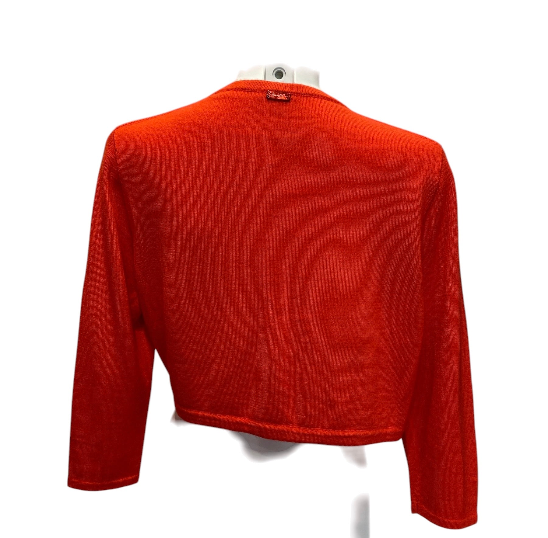 Oscar de la Renta Cropped Cardigan Set Luxury Silk Knit Multicolor Collection - Orange Cardigan