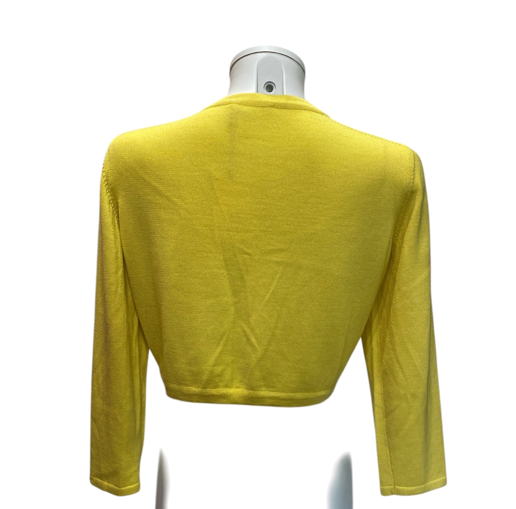 Oscar de la Renta Cropped Cardigan Set Luxury Silk Knit Multicolor Collection - Yellow Cardigan