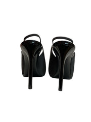 Γόβες Saint Laurent Kiss Slingback Μαύρο Σατέν Μυτερές - Μέγεθος 37.5