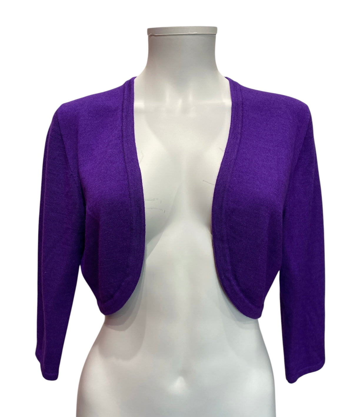 Oscar de la Renta Cropped Cardigan Set Luxury Silk Knit Multicolor Collection - Barney Purple Cardigan