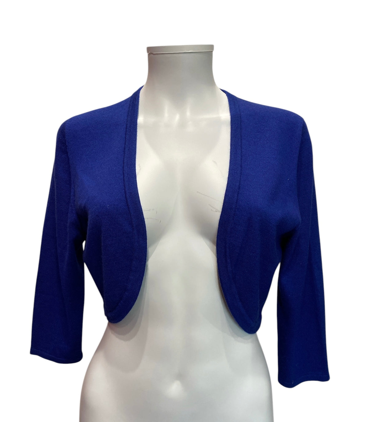 Oscar de la Renta Cropped Cardigan Set Luxury Silk Knit Multicolor Collection - Blue Cardigan