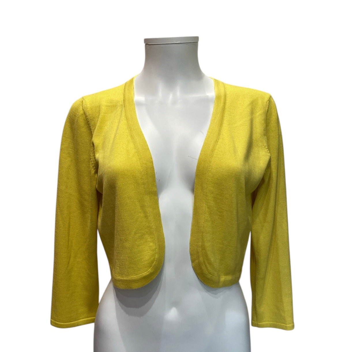 Oscar de la Renta Cropped Cardigan Set Luxury Silk Knit Multicolor Collection - Yellow Cardigan