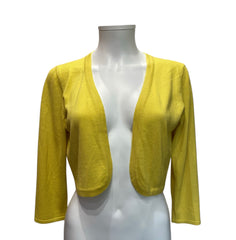 Oscar de la Renta Cropped Cardigan Set Luxury Silk Knit Multicolor Collection - Yellow Cardigan