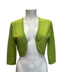 Oscar de la Renta Cropped Cardigan Set Luxury Silk Knit Multicolor Collection - Apple Green Cardigan