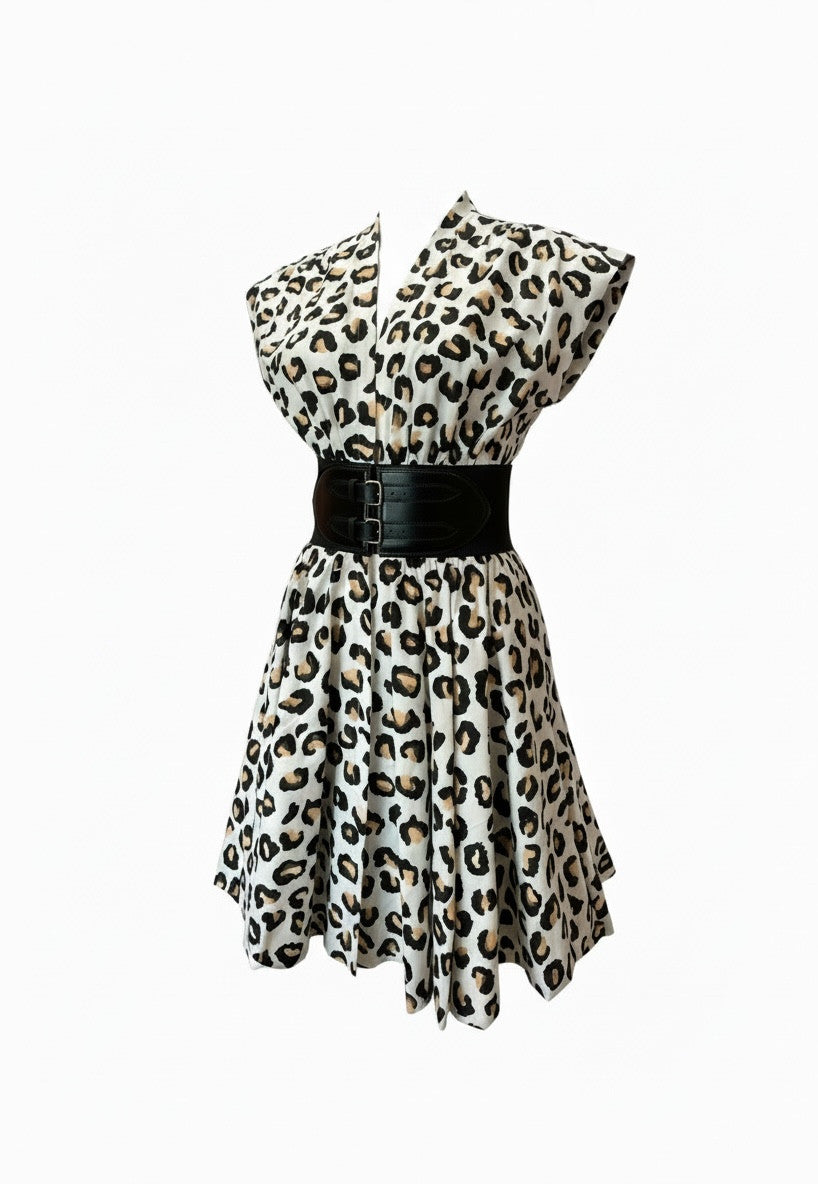Alaïa Leopard Print Belted Cotton Poplin Minidress | Iconic Statement Piece – Size 36