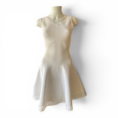 Alaïa Openwork Laser-Cut Mini Dress – White – Size 36
