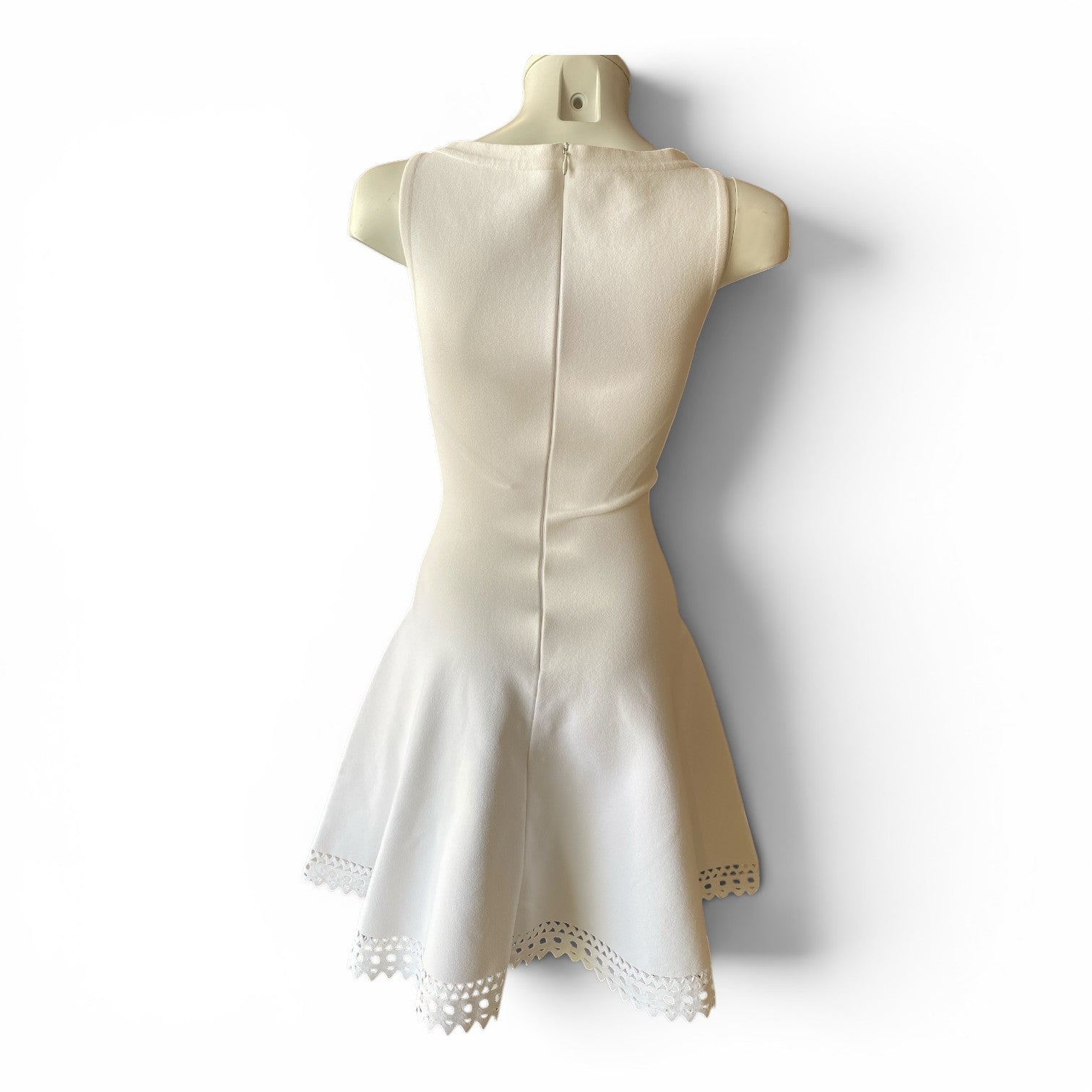 Alaïa Openwork Laser-Cut Mini Dress – White – Size 36