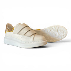 Alexander McQueen Oversized Larry Strap Sneakers White & Gold