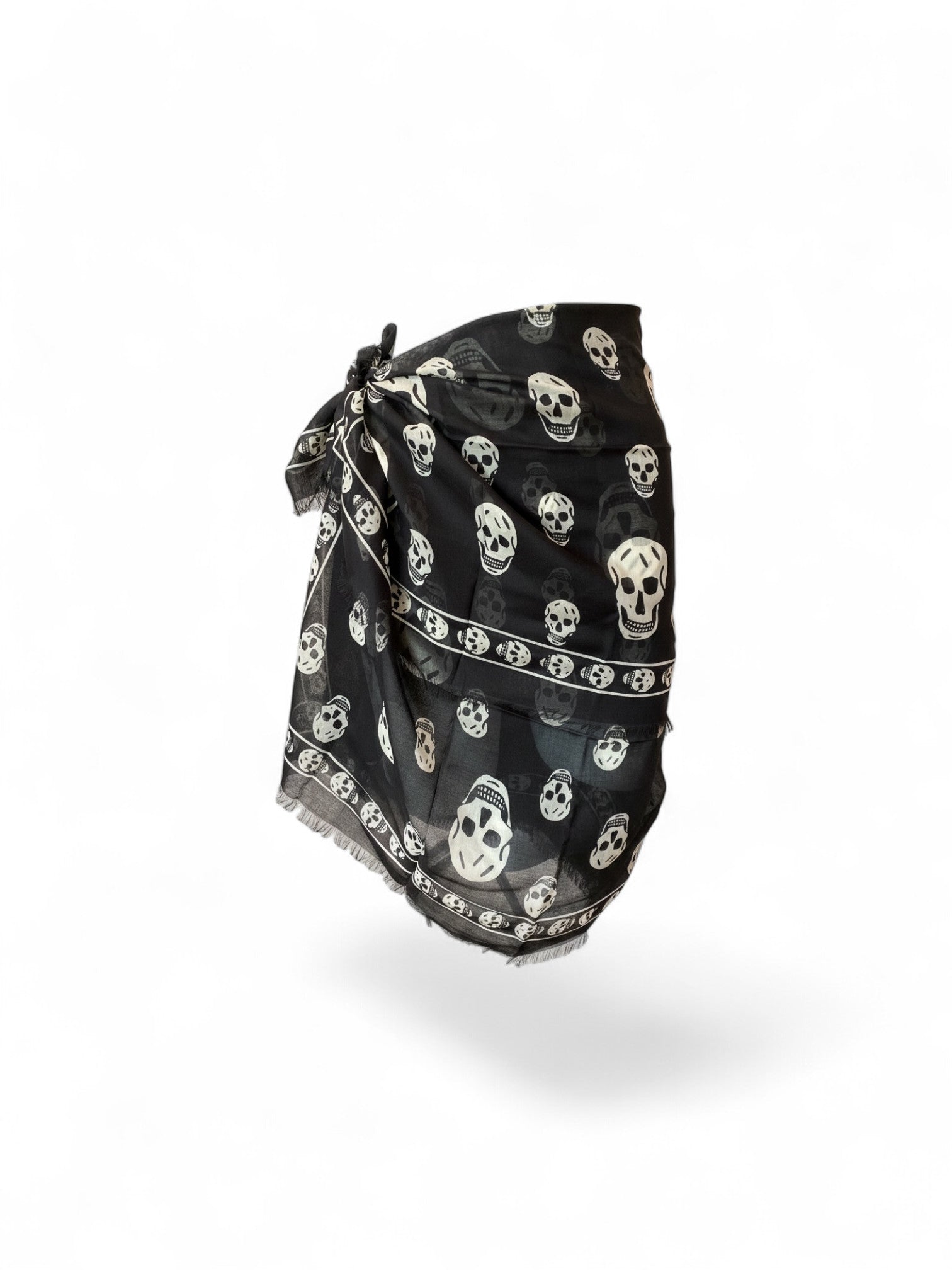 Alexander McQueen Black Skull Print Scarf – Iconic Luxury Edge | New with Tags
