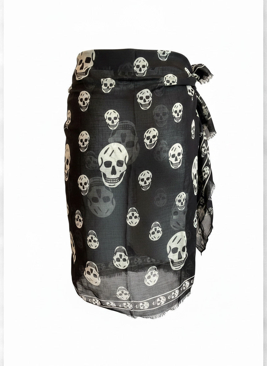 Alexander McQueen Black Skull Print Scarf – Iconic Luxury Edge | New with Tags