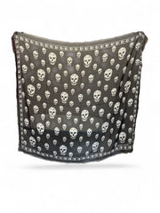 Alexander McQueen Black Skull Print Scarf – Iconic Luxury Edge | New with Tags