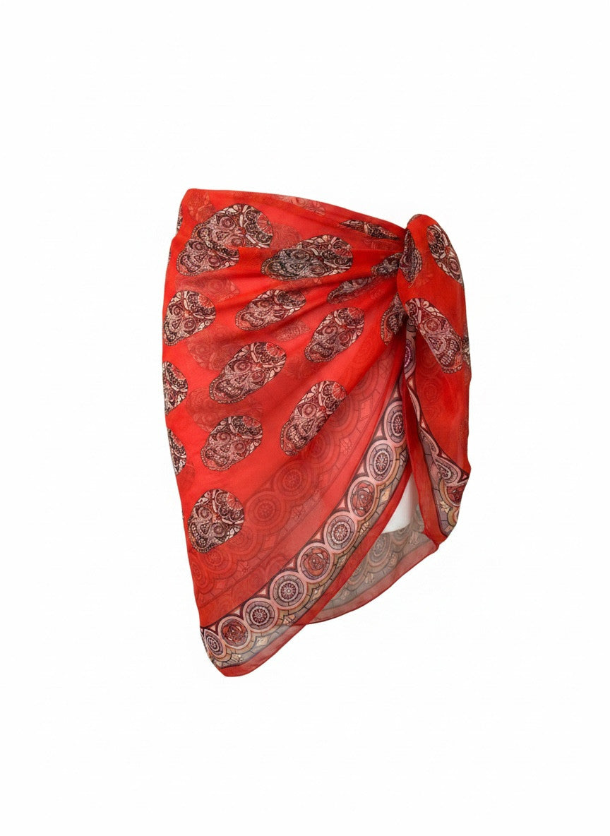 Alexander McQueen Red Silk Skull Scarf – Bold Statement Luxury