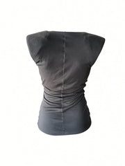 Alexander McQueen Sleeveless Draped Wrap Top – Black – Size 40