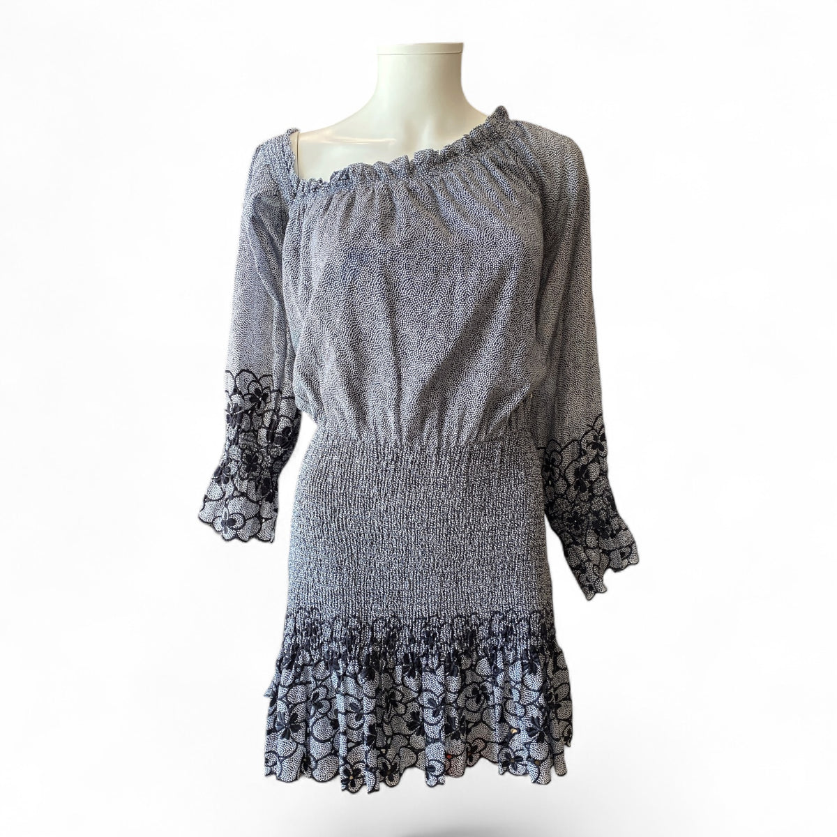 Alexis Royce Smocked Mini Dress "Sorrento Embroidery" – Size Small