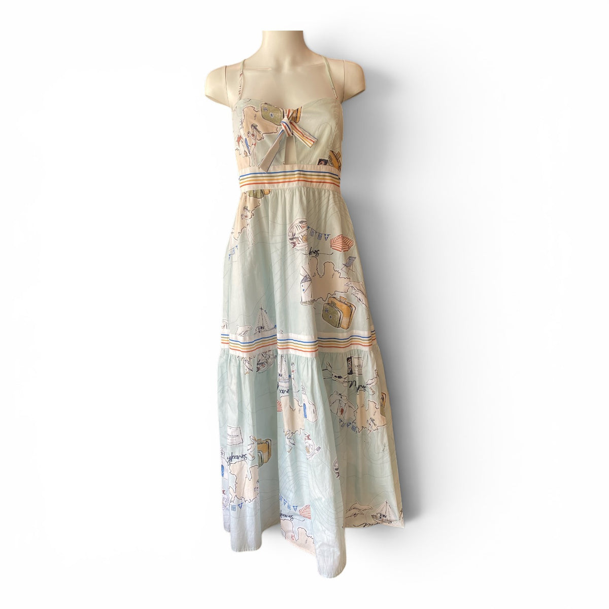 Ancient Kallos Map Print Maxi Dress – Multi – Size S