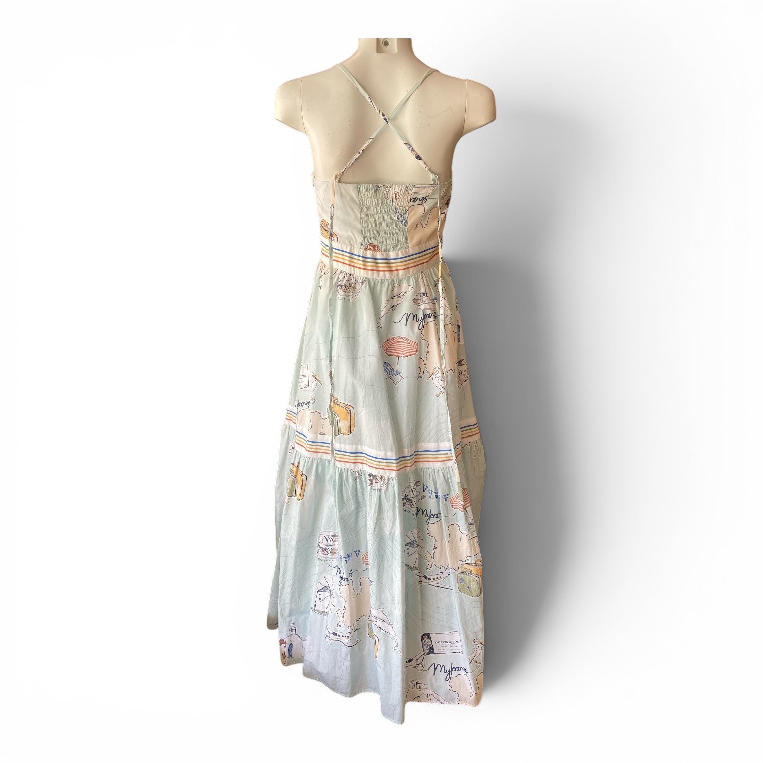 Ancient Kallos Map Print Maxi Dress – Multi – Size S