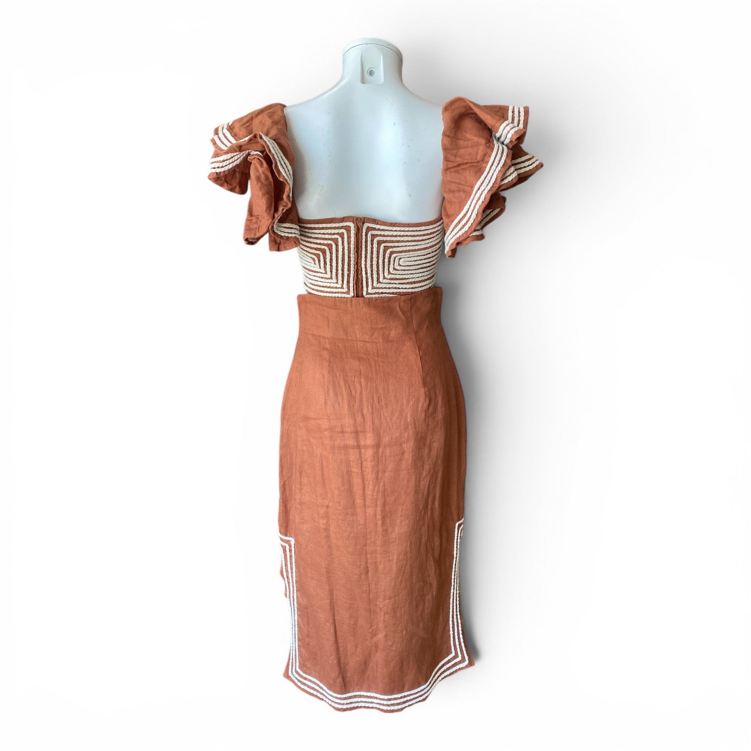 Andrés Otálora Habana Embroidered Linen Top & Midi Skirt Set – Size 6 / 4