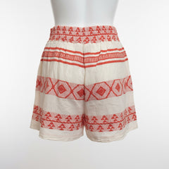 August Red and White Embroidered Top and Shorts Summer Set