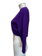 Oscar de la Renta Cropped Cardigan Set Luxury Silk Knit Multicolor Collection - Barney Purple Cardigan