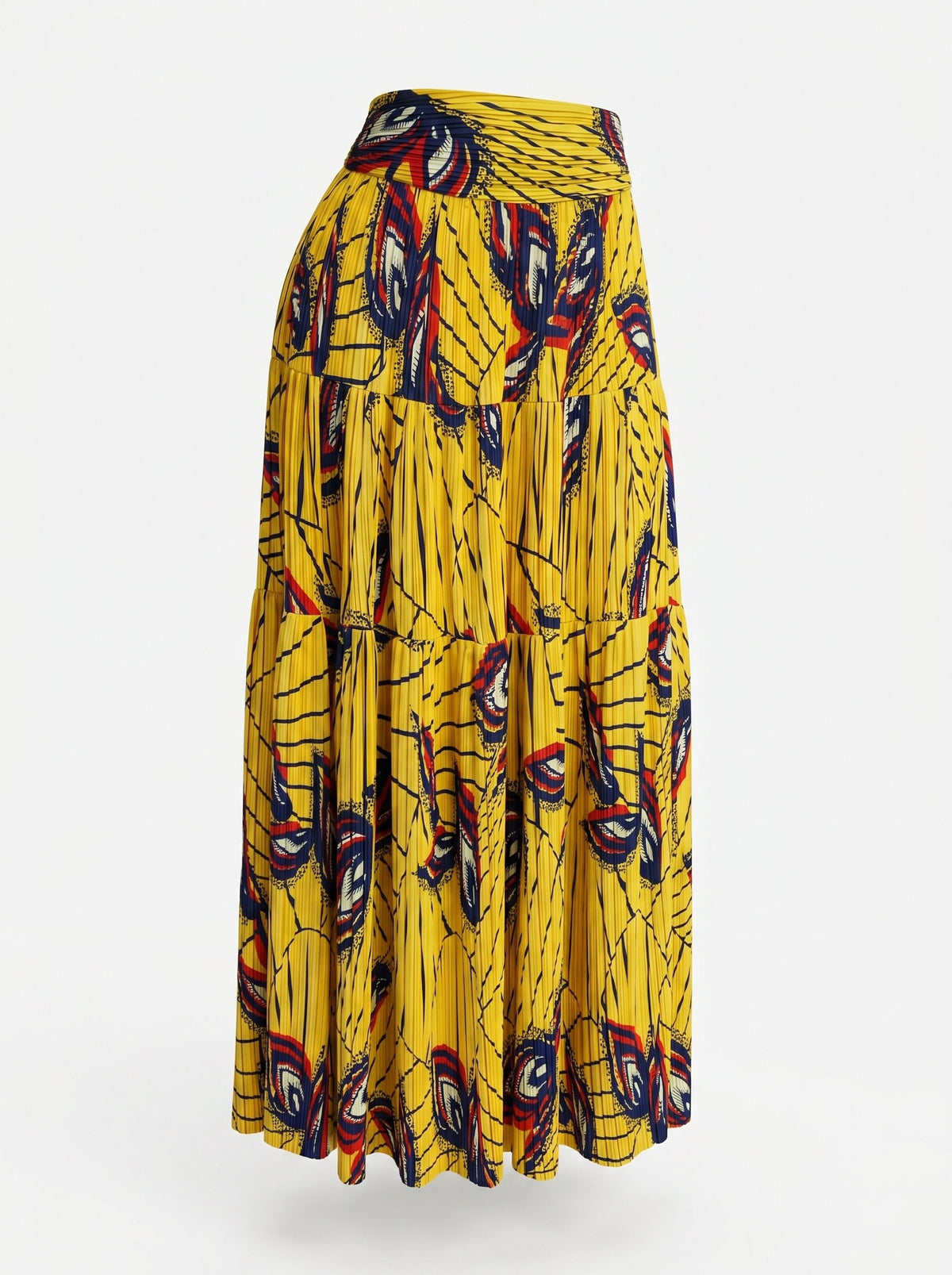 Ba&sh Yellow Pleated Printed Maxi Skirt – Size 2